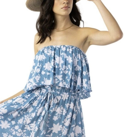 TIARE HAWAII MALDIVES FLORAL STRAPLESS MAXI DRESS O/S - Picture 9 of 10